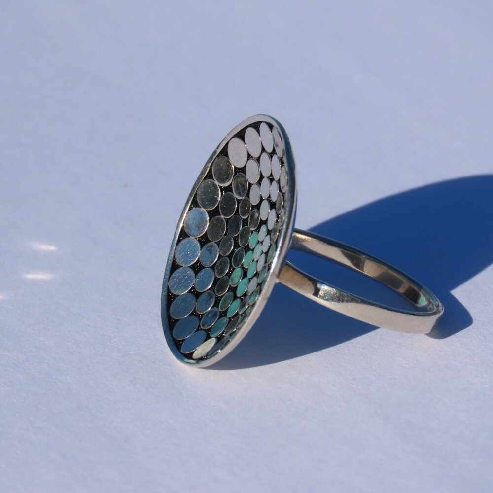 Silver Hammered Disk Ring - image 8